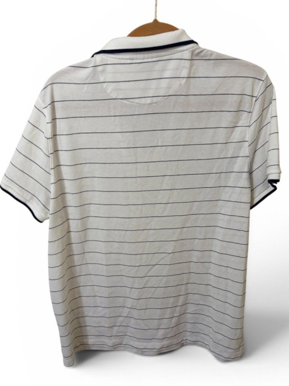 Michael Kors White Blue Striped Two Button Polo Shirt Contrast Collar Men's XL - Picture 3 of 5